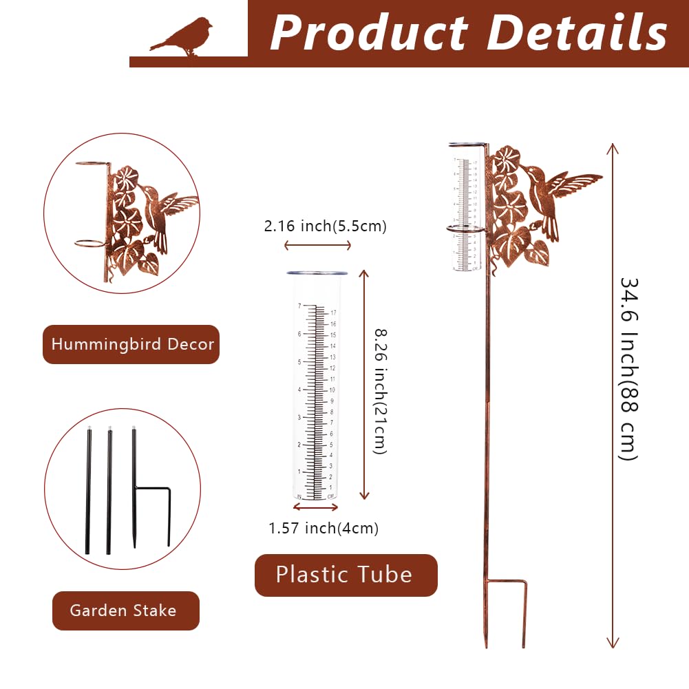 HOBYLUBY 7-inch acrylic rain tube provides clear, freeze-proof measurement outdoors.