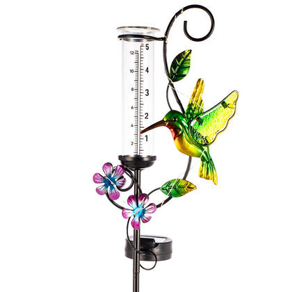 HOBYLUBY hummingbird rain gauge with 5 inch glass tube for precise readings.