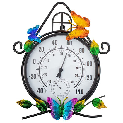 HOBYLUBY outdoor thermometer front dial 10-inch for easy garden readings.