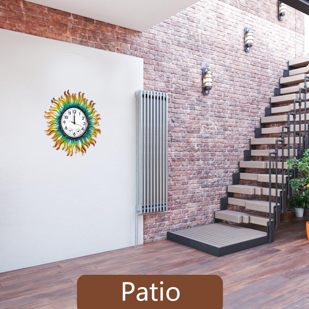 Patio setup featuring HOBYLUBY clock as decor