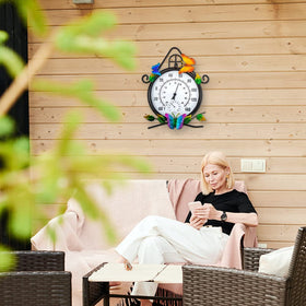 HOBYLUBY black patio thermometer complements modern outdoor decor.