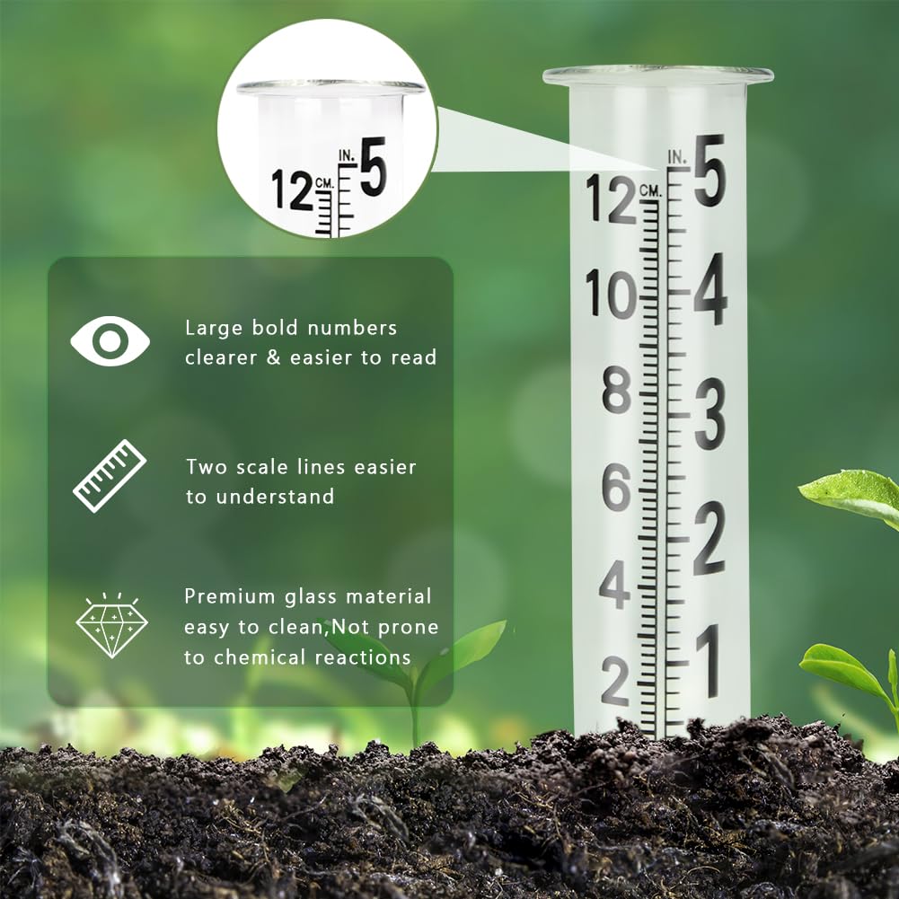 HOBYLUBY rust-proof metal rain gauge blends durability with garden style.