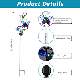 HOBYLUBY solar LED rain gauge lights up at night for ambiance