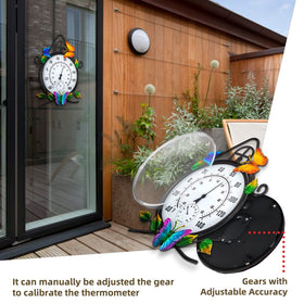 HOBYLUBY wall mount thermometer on garden frame for visible outdoor checks.