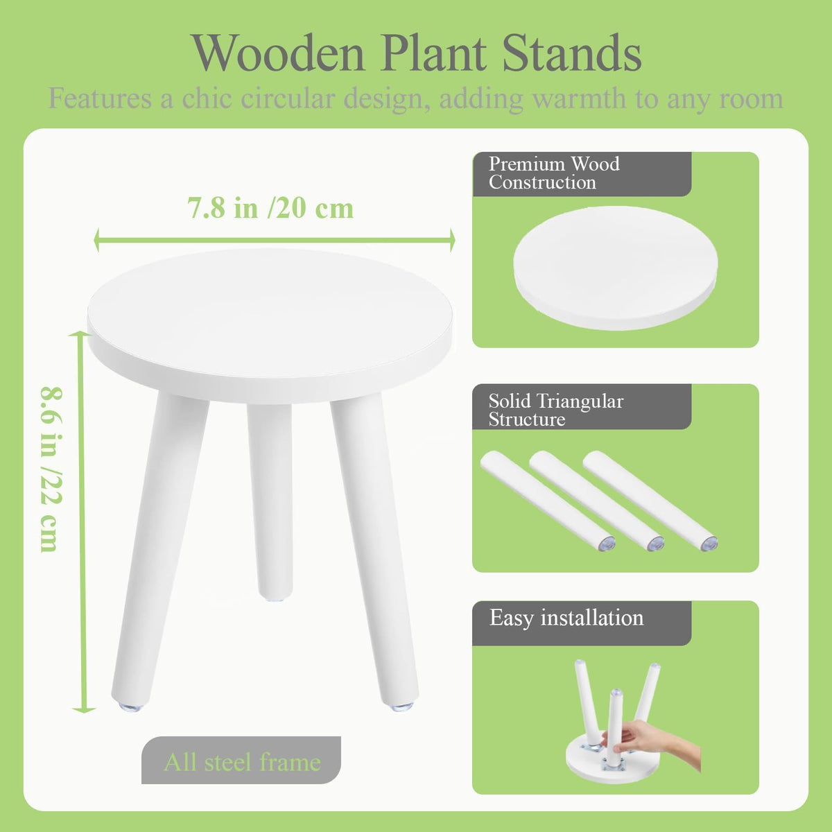 Hoceium wooden planter stand in mid-century style complements decor.