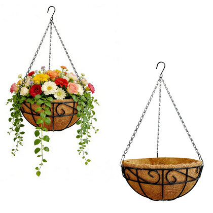 hodooly hanging basket 10inch metal frame for durable outdoor plant display