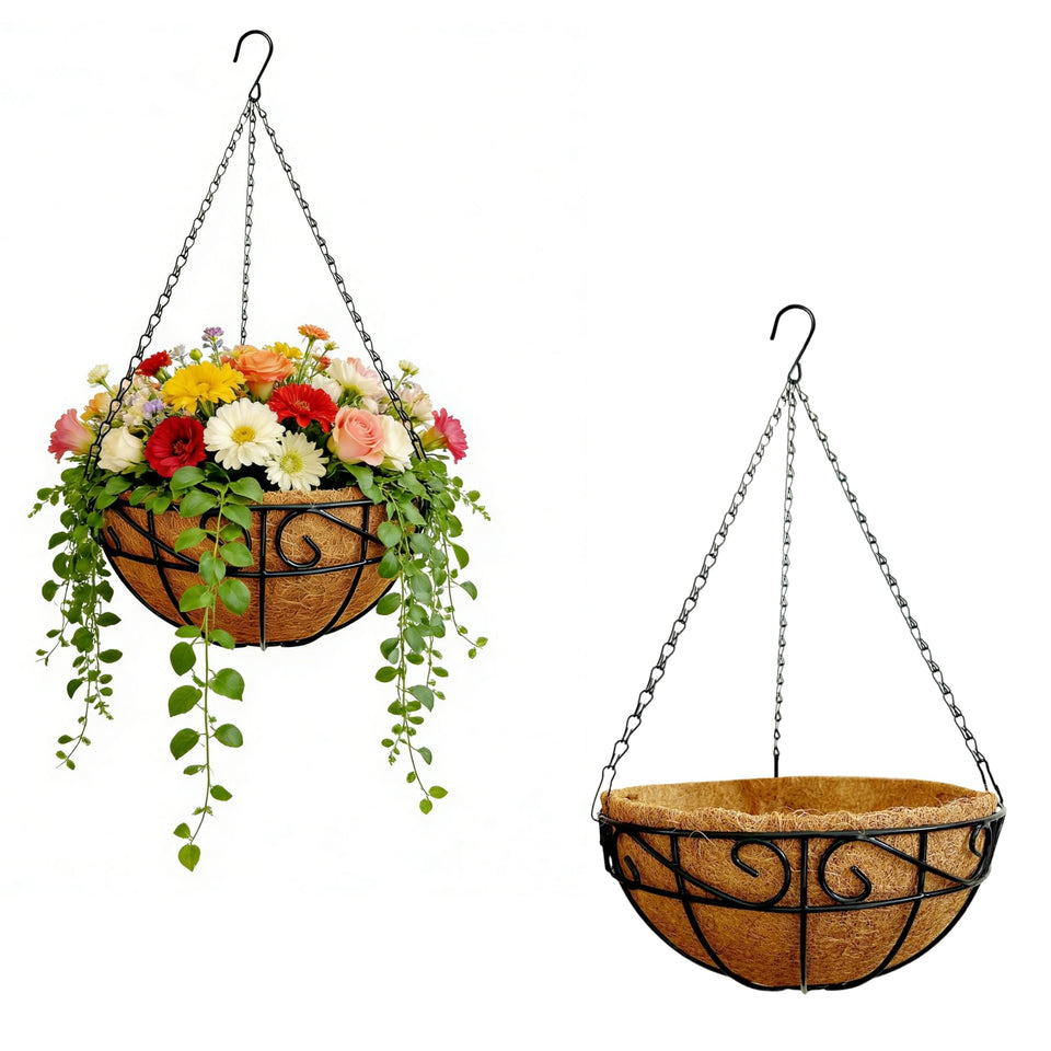 hodooly hanging basket 10inch metal frame for durable outdoor plant display