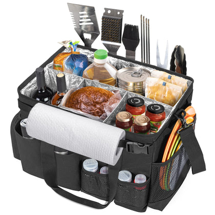HODRANT large grill utensil caddy with paper towel holder for organized outdoor cooking.