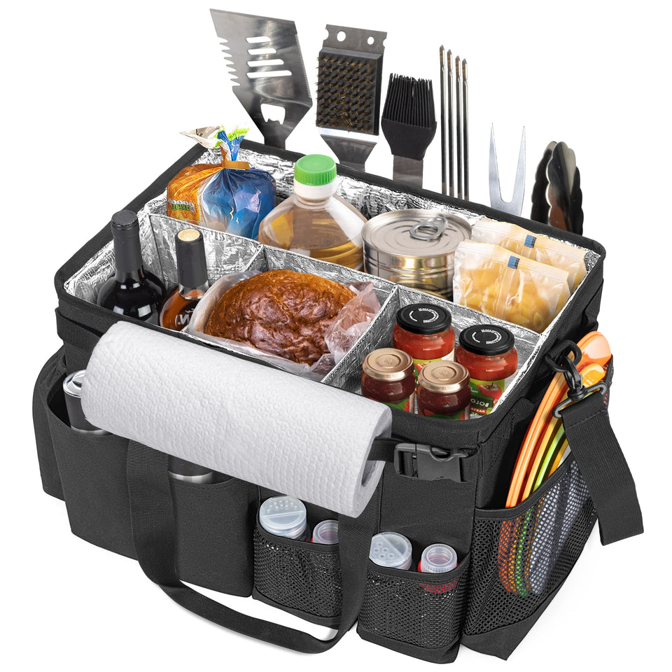 HODRANT large grill utensil caddy with paper towel holder for organized outdoor cooking.