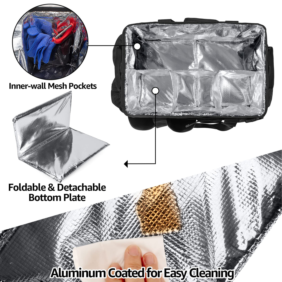 HODRANT outdoor picnic bag organizer with front pockets for spices and condiments.