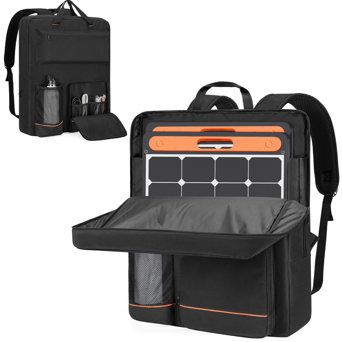 HODRANT solar panel storage bag backpack for two panels, ideal for portable solar setups.