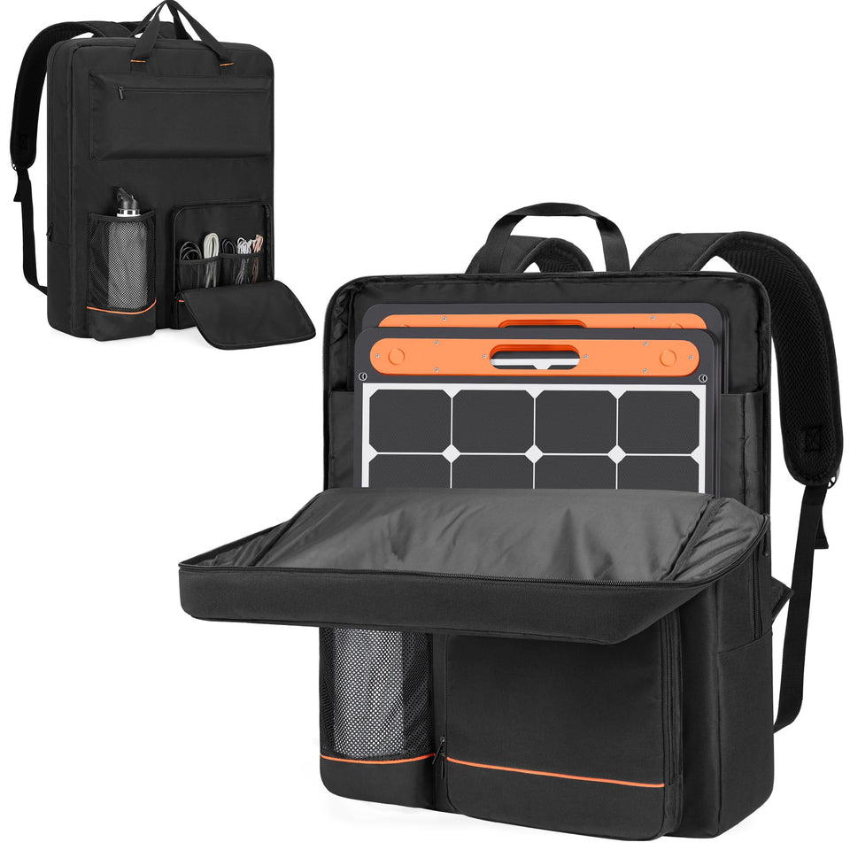 HODRANT solar panel storage bag backpack for two panels, ideal for portable solar setups.