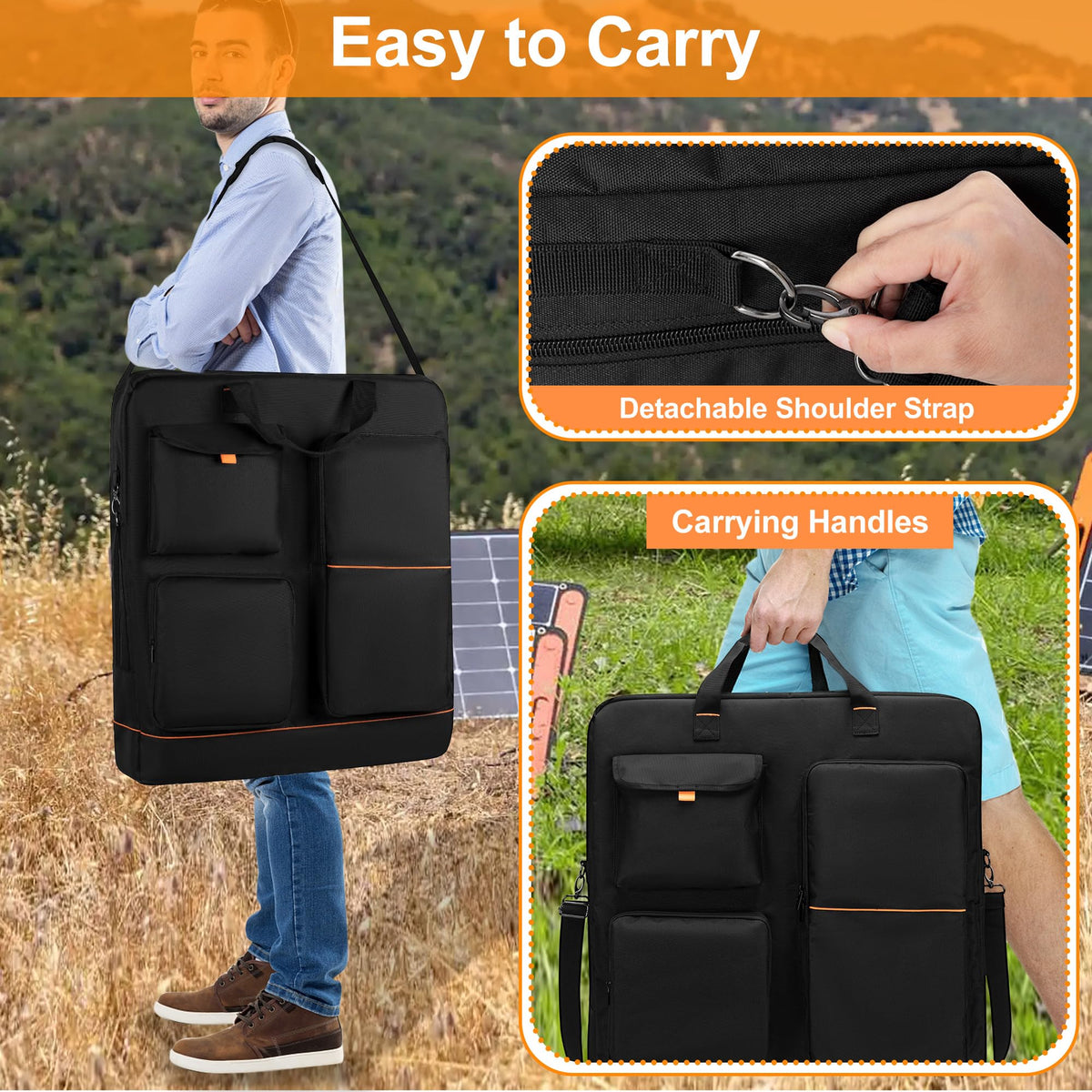 HODRANT bag dimension 22x4.5x25.5 inches offering ample multi-panel capacity