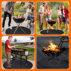Hodufy fire pit mat shows 4-layer silicone and fiberglass construction