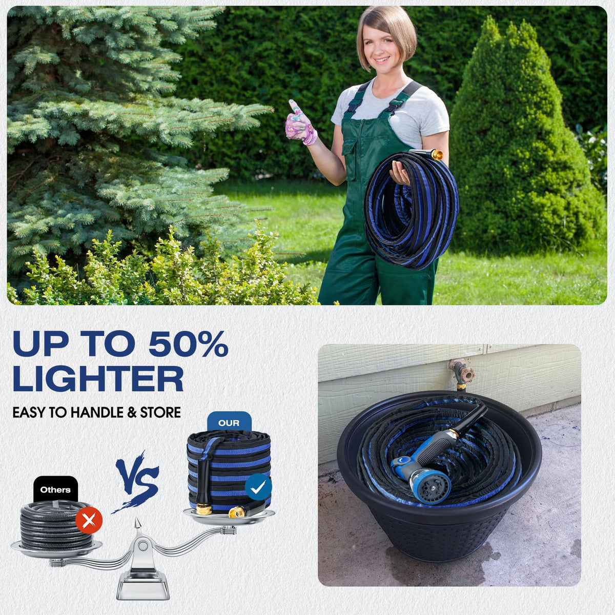 HODUP kink-free spiral tubing prevents tangles for smooth watering.