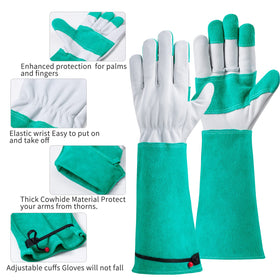 HODUP long cowhide gauntlets in green protect forearms