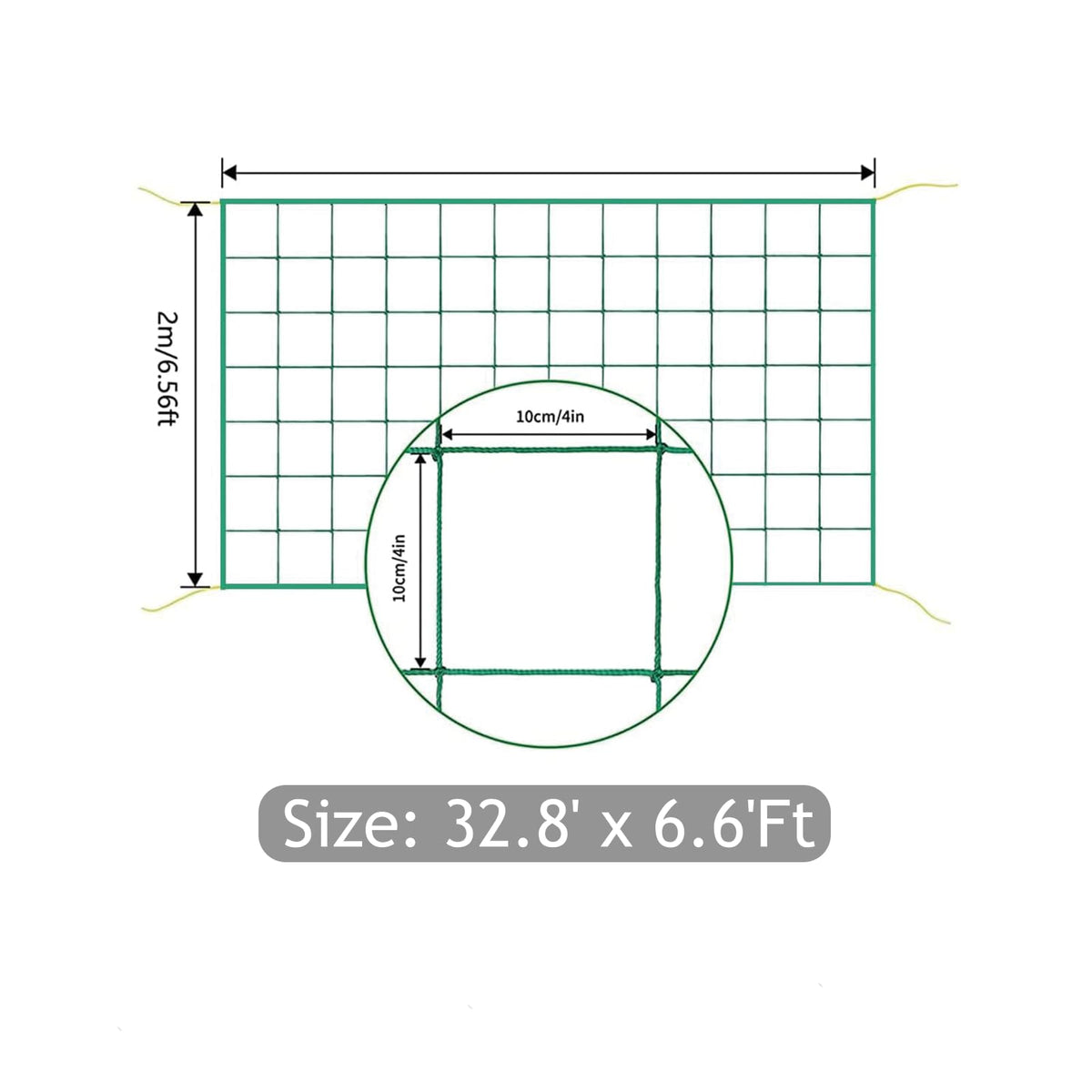 HOECMRHP garden netting shows easy setup with corner ties for quick installation.