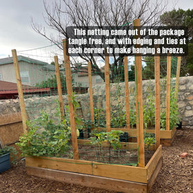 Versatile use for cucumbers, tomatoes, beans and other vines.