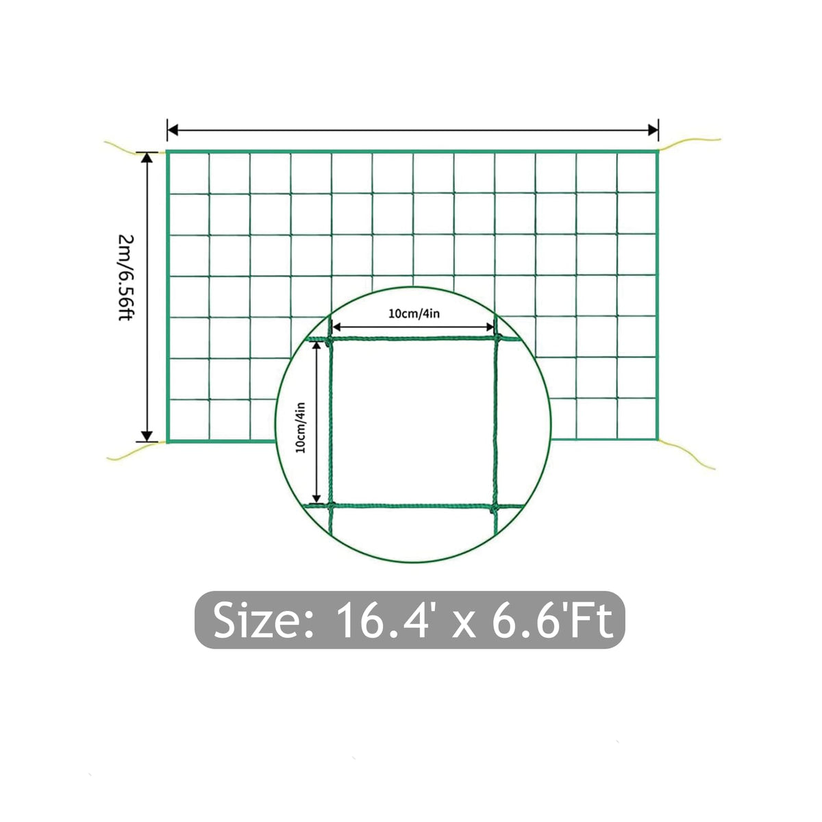 HOECMRHP trellis netting with corner ties shows easy setup for quick installation.