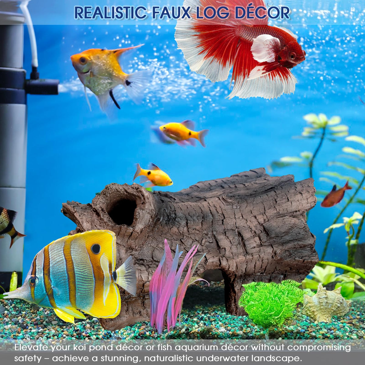 Hoeine cave versatile for ponds, aquariums, terrariums, and water gardens.