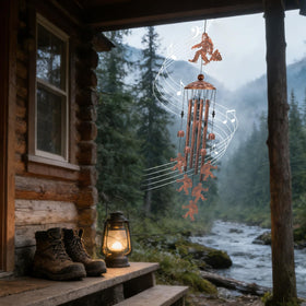Hoemwarm Bigfoot wind chimes bronze patina finish resist weathering.