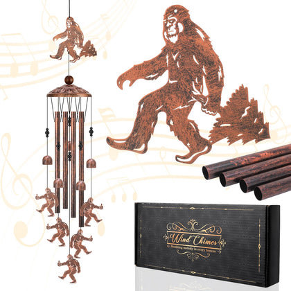 Hoemwarm Bigfoot wind chimes with the detailed Bigfoot figure for outdoor decor.