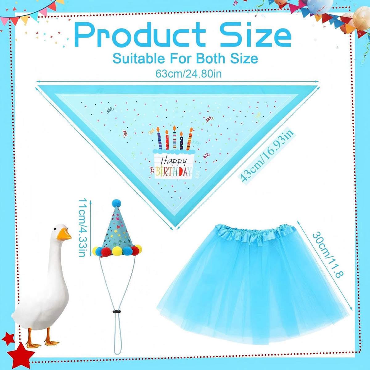 Hoemwarm birthday goose blue bandana for yard celebrations