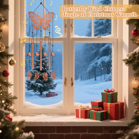 Hoemwarm butterfly wind chime all-weather metal ensures year-round outdoor display.