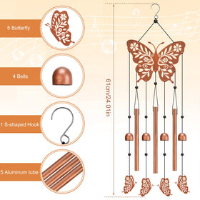 Hoemwarm butterfly wind chime bells and tubes provide gentle, melodic accents.