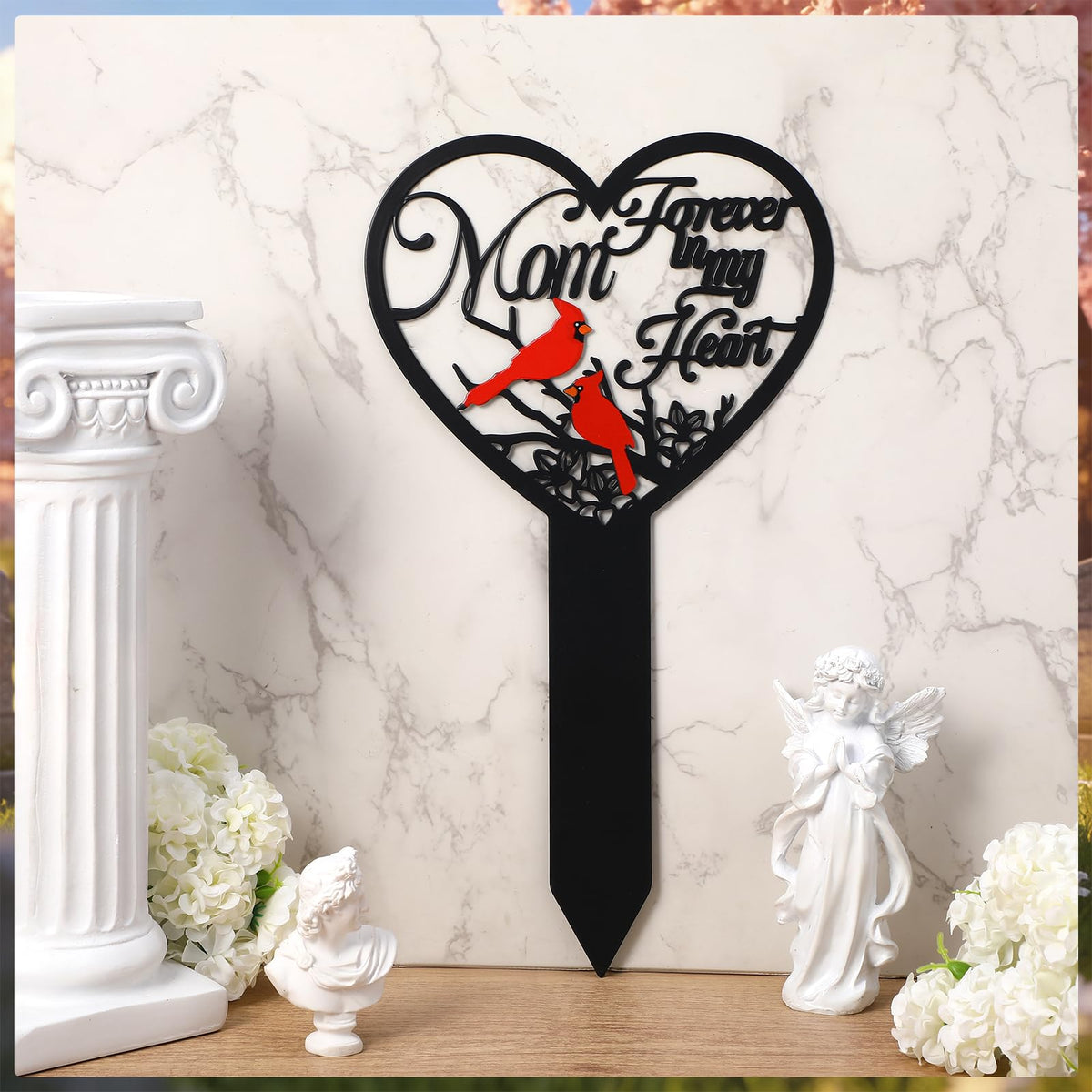 Hoemwarm cemetery cardinal bird ornament designed for stable soil installation