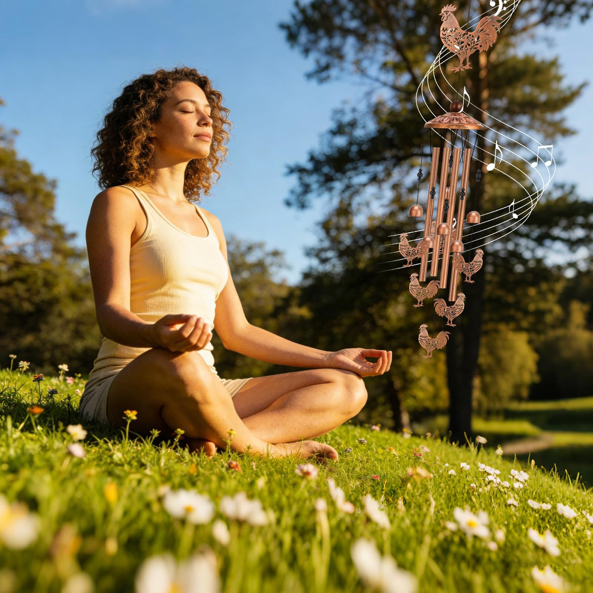 Hoemwarm wind chime withstands sun and rain, preserving color and sound