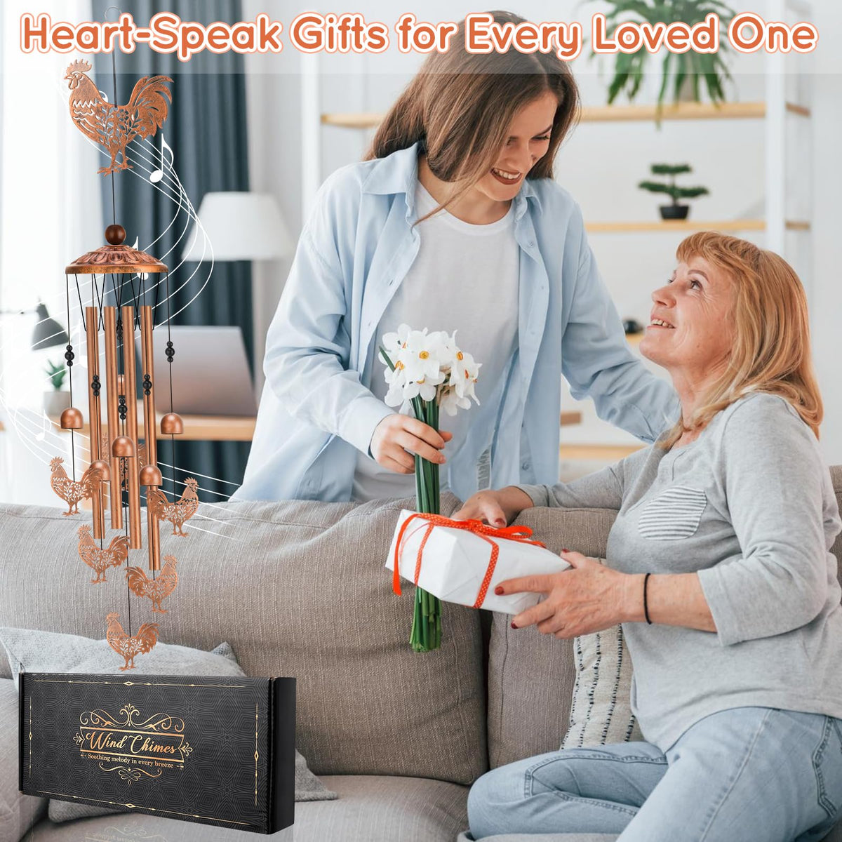 Hoemwarm chime features six bells and four tubes for clear tones