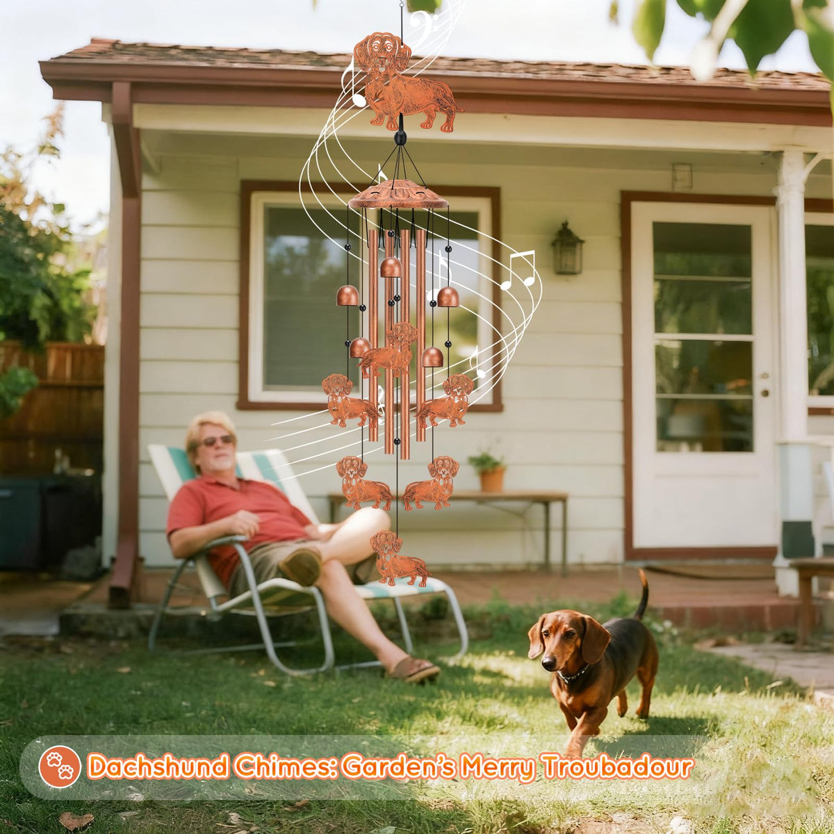 Hoemwarm dachshund windchime suits patios, porches, yards, or balconies as decor and sound.