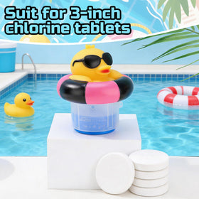Hoemwarm Duck Chlorine Floater fits 3-inch or 1-inch tablets for versatile dosing.