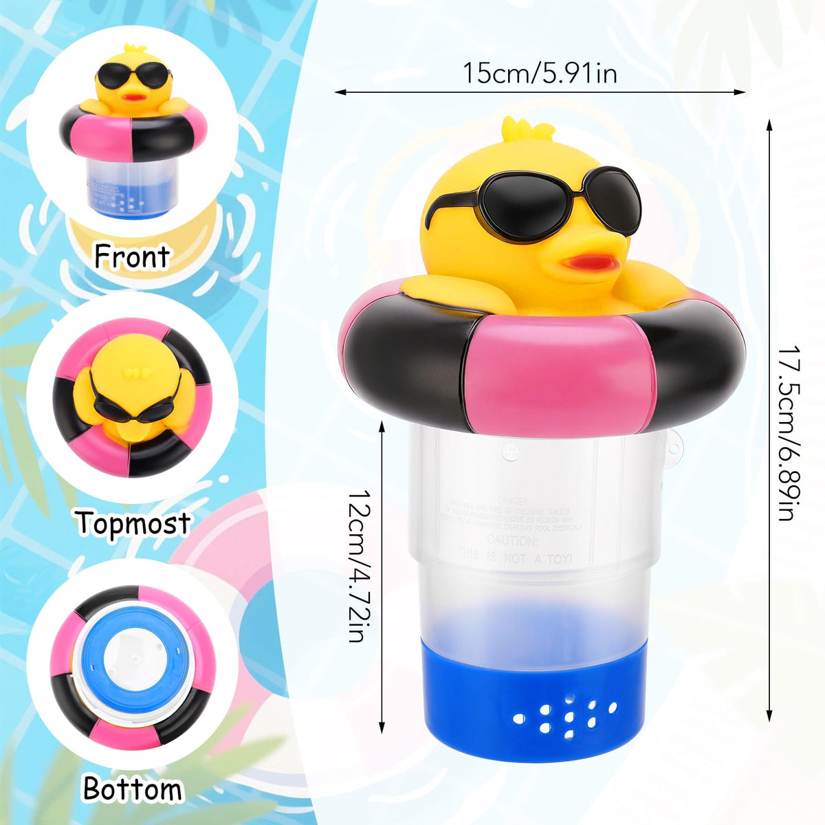 Hoemwarm Duck Chlorine Floater adjustable vents control chlorine release.