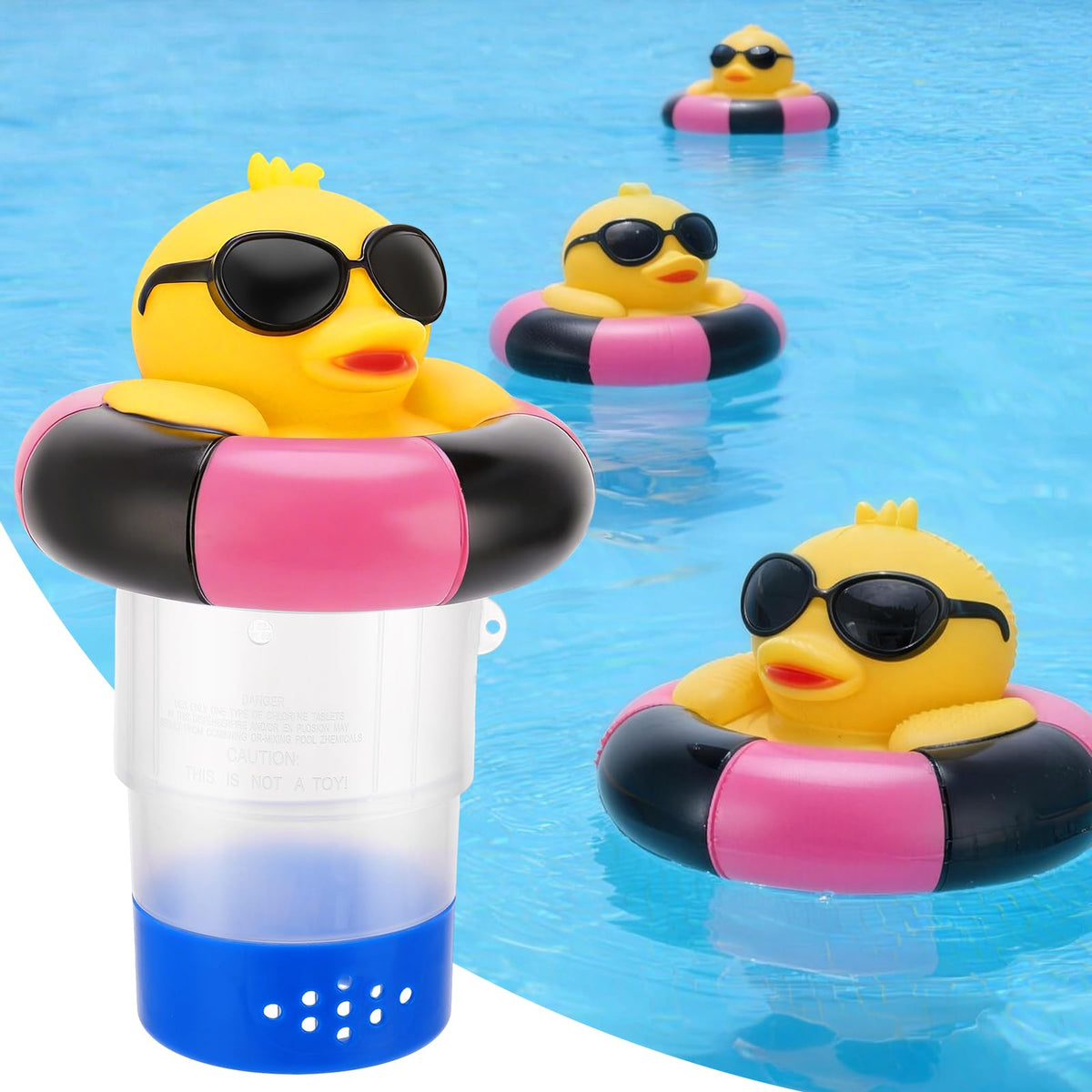 Hoemwarm Duck Chlorine Floater in main view keeps pool balanced with a playful design.