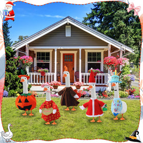 Hoemwarm Halloween goose outfit creates playful spooky ambience outdoors