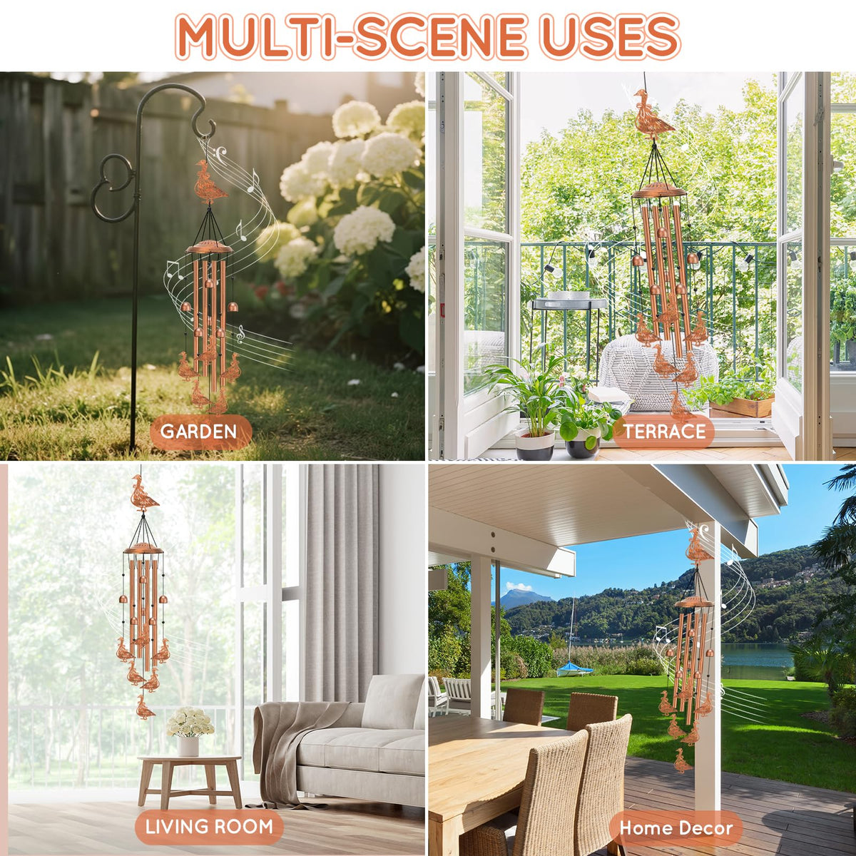 Hoemwarm garden chime stands up to weather for year-round garden accents