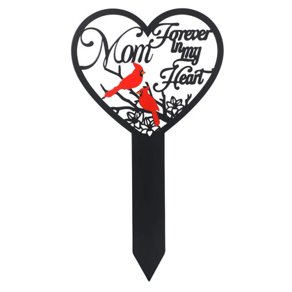 Hoemwarm heart-shaped memorial marker in durable metal for outdoor graves