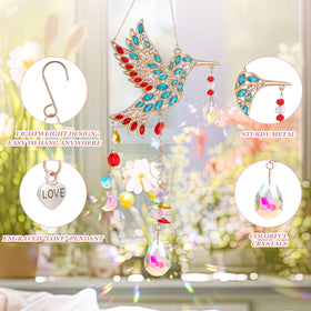 Crystal rainbow effect from Hoemwarm hummingbird sun catcher in gold