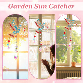 Hoemwarm hummingbird sun catcher window display in gold for rainbow light