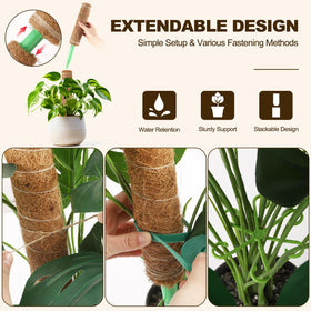 Hoemwarm moss pole fits Monstera, pothos, and other indoor climbers.