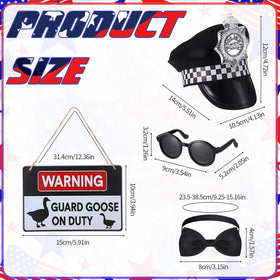 Hoemwarm police goose glasses add humorous detail to outdoor statue decorations.