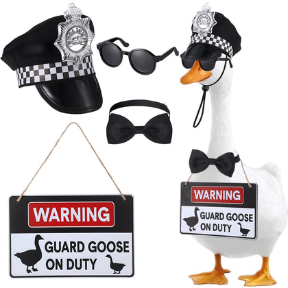 Hoemwarm police goose hat enhances porch curb appeal with a playful officer look.