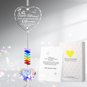 Hoemwarm heart prism crystal sun catcher shining with rainbow colors.