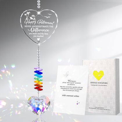 Hoemwarm heart prism crystal sun catcher shining with rainbow colors.
