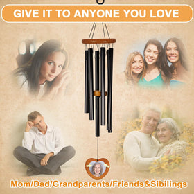 Hoemwarm wind chime showcasing a 3x3 photo frame to celebrate memories.