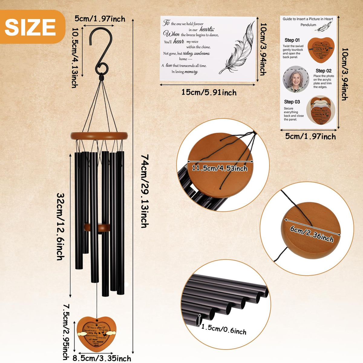 Hoemwarm wind chime in gift box with keepsake card for easy gifting.