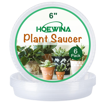 Hoewina 6-inch heavy-duty PP plant saucer supports large pots and resists bending