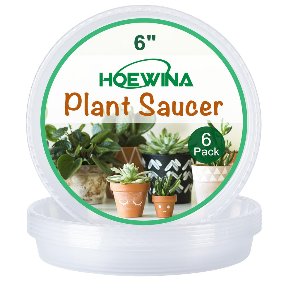 Hoewina 6-inch heavy-duty PP plant saucer supports large pots and resists bending
